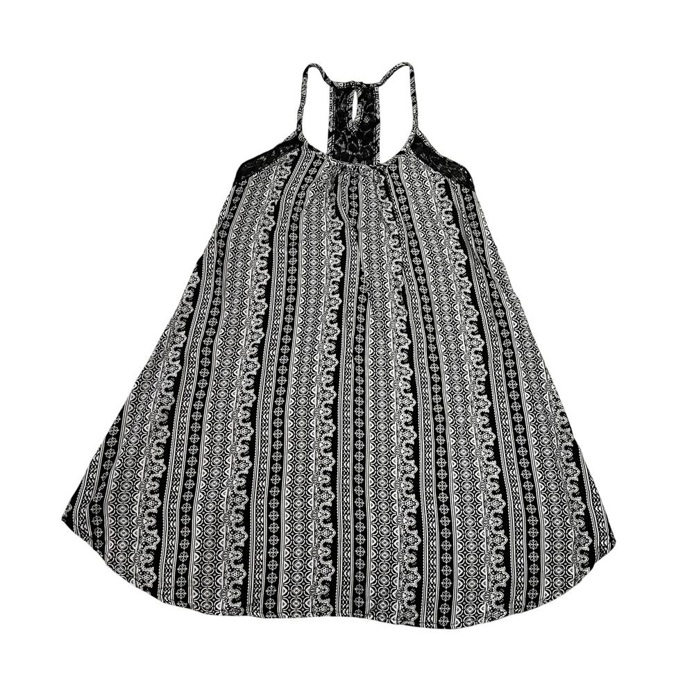 Women's Sleeveless Tribal Mini Dress w/ Lace Trim Size XXS Boho Festival Indie